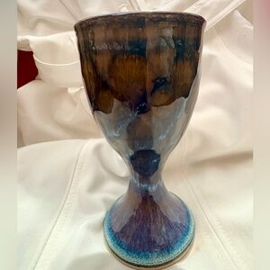Beautiful Turquoise Blue and Brown Goblet